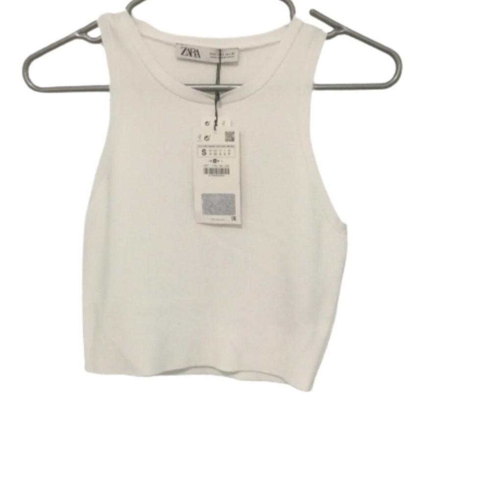Zara waffle white crop top, size small, new with tags, y2k